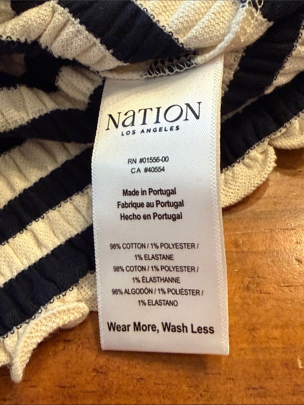 Anthro Nation Los Angeles navy & Cream Striped Ruffle-Trim Short Sleeve Tee - Picture 5 of 5